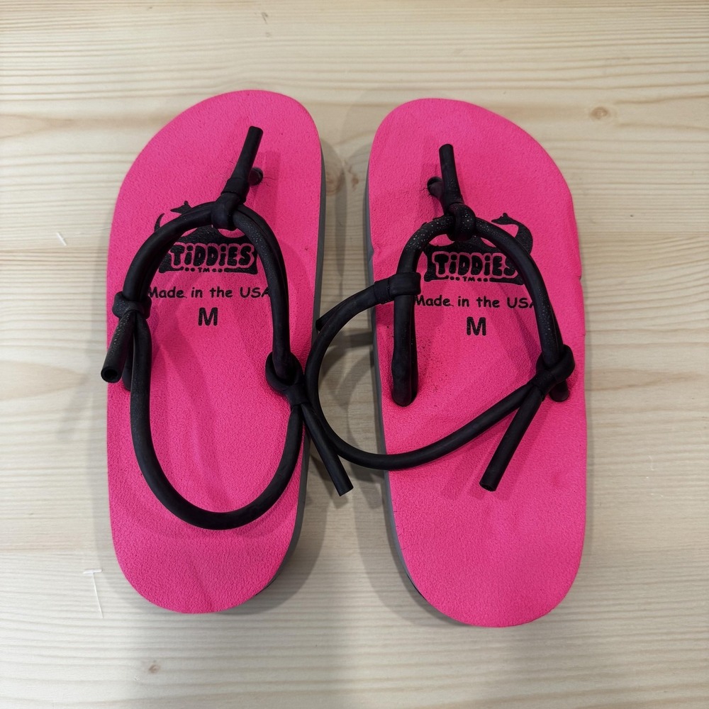 Tiddies Sandals Womens Size M Pink Thong Adjustable Strap Lightweight Flip Flops